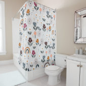 Bloemen regenbogen: Hand getrokken naadloze textuu Douchegordijn (In situ)