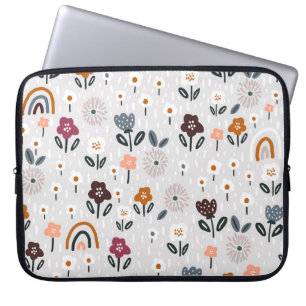 Bloemen regenbogen: Hand getrokken naadloze textuu Laptop Sleeve