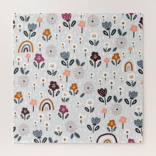 Bloemen regenbogen: Hand getrokken naadloze textuu Legpuzzel (Verticaal)