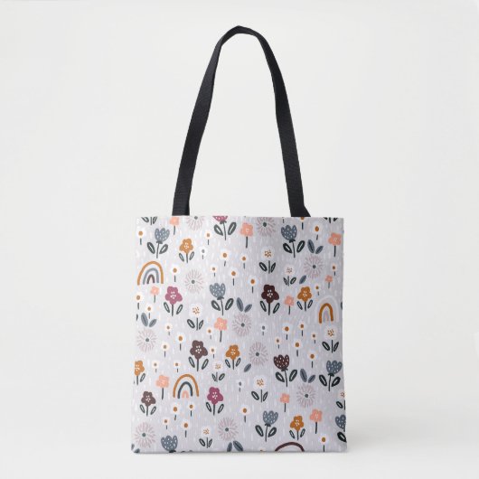 Bloemen regenbogen: Hand getrokken naadloze textuu Tote Bag (Voorkant)