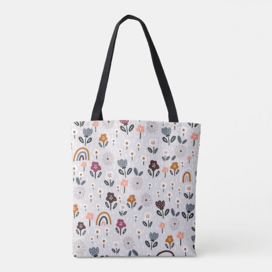 Bloemen regenbogen: Hand getrokken naadloze textuu Tote Bag (Achterkant)