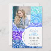 Bloemen Regenboog Blauwe Strepen Arch Foto Verjaar Kaart (Voorkant)