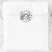 Bloemen Regenboog Bohemian Dank je Feest Ronde Sticker (Tas)