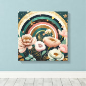  Bloemen Regenboog Clipart – Pastel & Neutraal Canvas Afdruk (Insitu (Houten vloer))