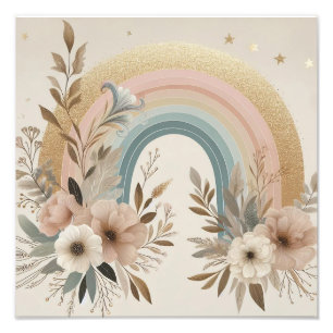 Bloemen Regenboog Clipart – Pastel & Neutraal Foto Afdruk