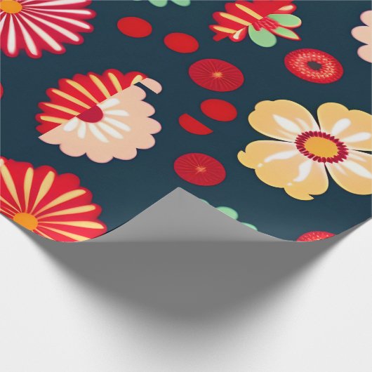  Bloemen Regenboog Retro Bloemen Patroon Cadeaupapier (Hoek)