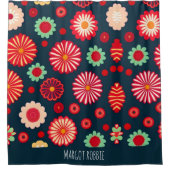  Bloemen Regenboog Retro Bloemen Patroon Douchegordijn (Voorkant)