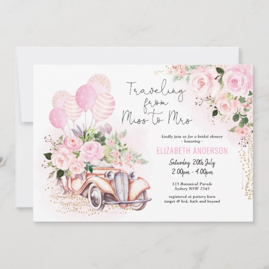 Bloemen reizen van Miss naar Mrs Vrijgezellenfeest Kaart (Voorkant)