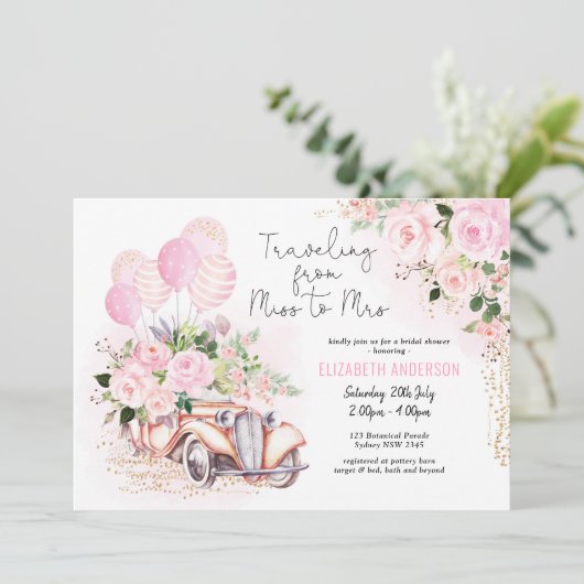 Bloemen reizen van Miss naar Mrs Vrijgezellenfeest Kaart (Staand voorkant)