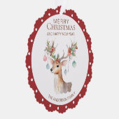 Bloemen Rendier Maroon Rode Kerstmis Ornament Kaar (Rechts)