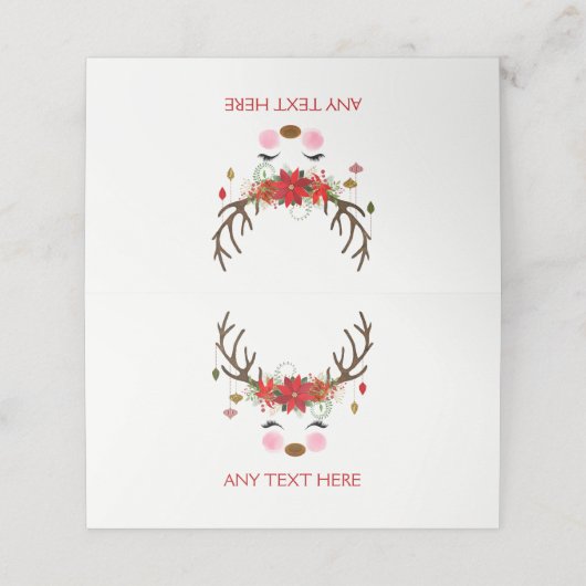 Bloemen rendier vakantie kerstfeest food tent plaatskaartje (Buitenkant ongevouwen)