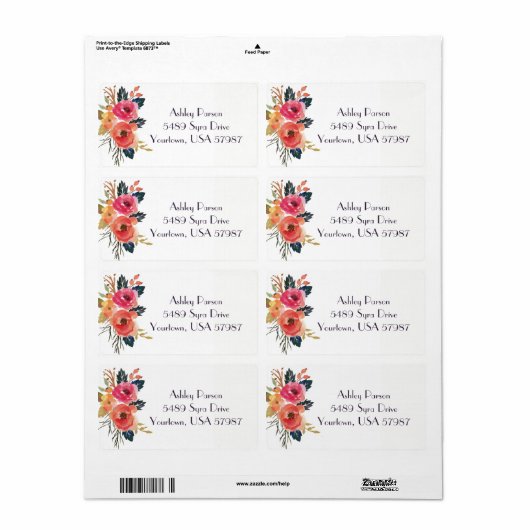 Bloemen retour adres label (Full Sheet)