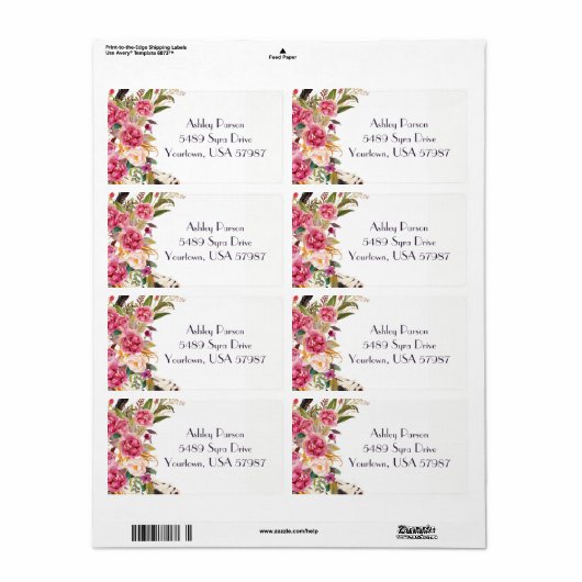 Bloemen retour adres label (Full Sheet)