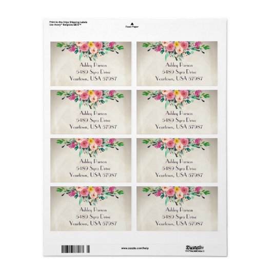 Bloemen retour adres label (Full Sheet)