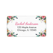 Bloemen retour adreslabels, waterverf bloemen etiket (Voorkant)