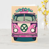 Bloemen Retro 1970's Van | Groovy Verjaardag Kaart (Gele Bloem)
