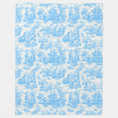  bloemen retro aqua blauw toile de jouy fle fleece deken (Voorkant)