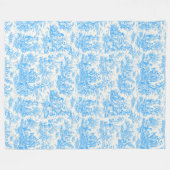  bloemen retro aqua blauw toile de jouy fle fleece deken (Voorkant (Horizontaal))