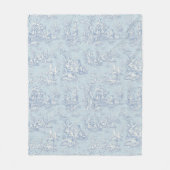 bloemen retro blauw grijs toile de jouy fleece deken (Voorkant)