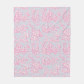 Bloemen Retro Blauw Roze Toile de Jouy Fleece Deken (Voorkant)
