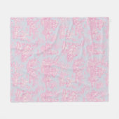 Bloemen Retro Blauw Roze Toile de Jouy Fleece Deken (Voorkant (Horizontaal))