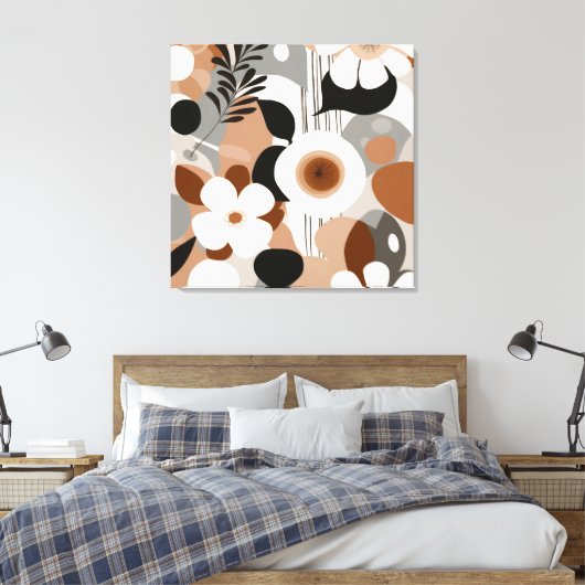 Bloemen Retro Canvas Afdruk (Insitu (Slaapkamer))