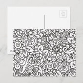 Bloemen Retro Doodle Briefkaart (Voorkant / Achterkant)