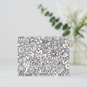 Bloemen Retro Doodle Briefkaart (Staand voorkant)