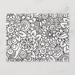 Bloemen Retro Doodle Briefkaart