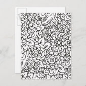 Bloemen Retro Doodle Briefkaart (Voorkant / Achterkant)