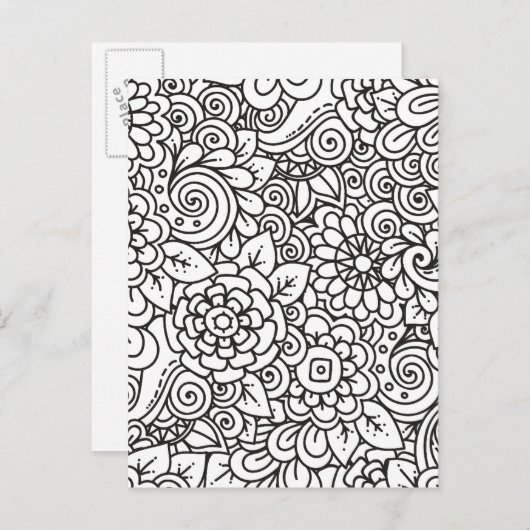 Bloemen Retro Doodle Briefkaart (Voorkant / Achterkant)