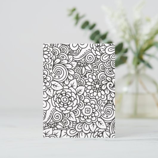 Bloemen Retro Doodle Briefkaart (Staand voorkant)