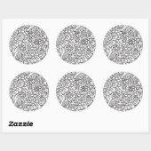 Bloemen Retro Doodle Ronde Sticker (Vel)