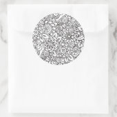 Bloemen Retro Doodle Ronde Sticker (Tas)
