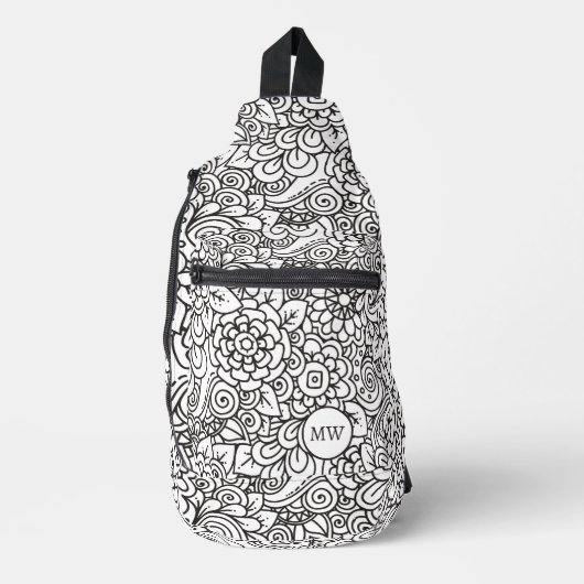 Bloemen Retro Doodle Sling Bag (Voorkant)