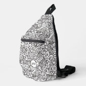 Bloemen Retro Doodle Sling Bag (Rechterhoek)