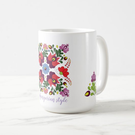 Bloemen Retro Folk Style Pattern Koffiemok (Voorkant rechts)