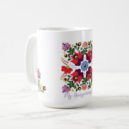 Bloemen Retro Folk Style Pattern Koffiemok (Voorkant links)