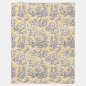  bloemen retro geel grijs toile de jouy fle fleece deken (Voorkant)