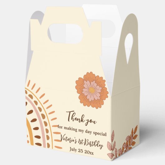 Bloemen Retro Groovy Verjaardagsfeest Bedankdoosjes (Geopend)