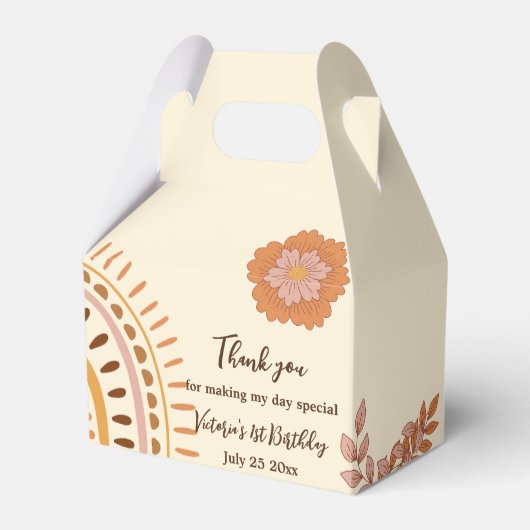 Bloemen Retro Groovy Verjaardagsfeest Bedankdoosjes (Voorkant Zijde)