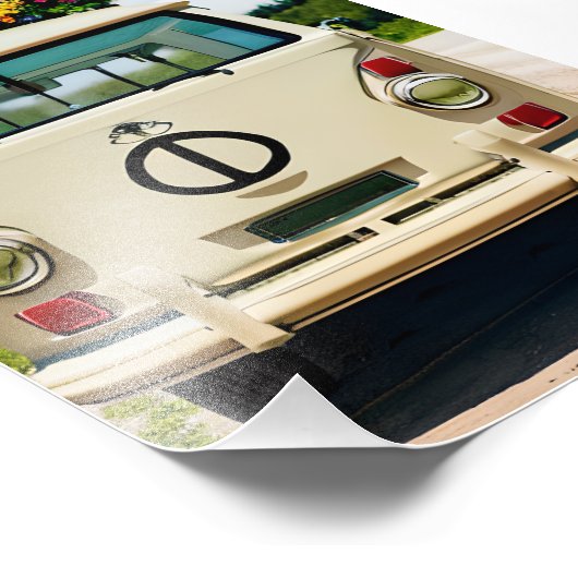 Bloemen Retro Hippie Van  Kunst Foto Afdruk (Hoek)