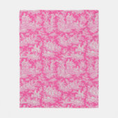 Bloemen Retro Hot Pink Toile de Jouy Fleece Deken (Voorkant)