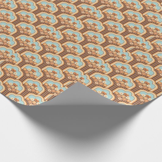Bloemen Retro: jaren 70 Wallpaper Revival Cadeaupapier (Hoek)