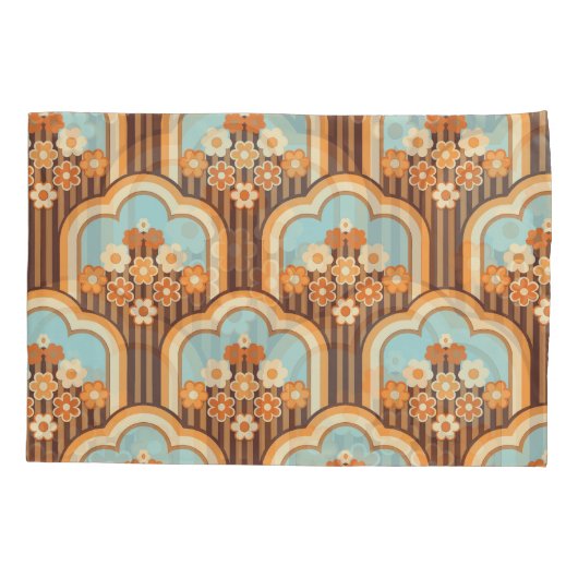 Bloemen Retro: jaren 70 Wallpaper Revival Kussensloop (Achterkant)