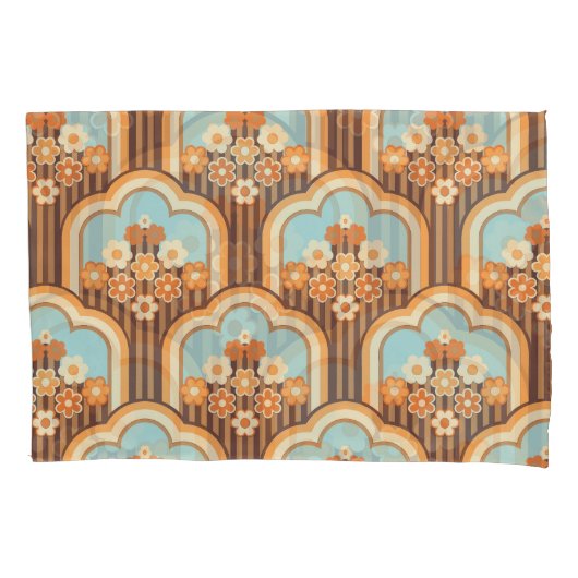 Bloemen Retro: jaren 70 Wallpaper Revival Kussensloop (Voorkant)