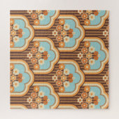 Bloemen Retro: jaren 70 Wallpaper Revival Legpuzzel (Horizontaal)
