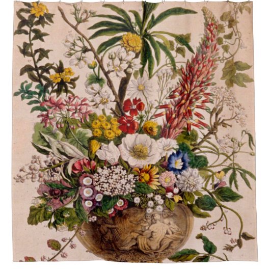 bloemen retro klassiek Victoriaans Douchegordijn (Voorkant)