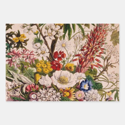 bloemen retro klassiek Victoriaans Inpakpapier Vel (Voorkant)