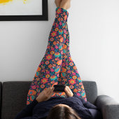 Bloemen retro kleurrijke 70's leggings